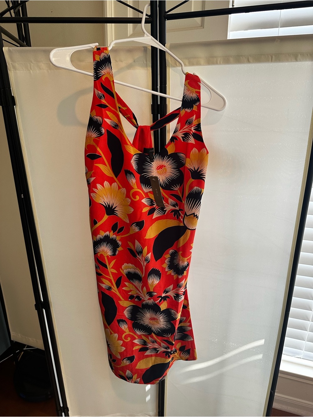 Jcrew 100% silk Bold Red/Orange Floral Sundress